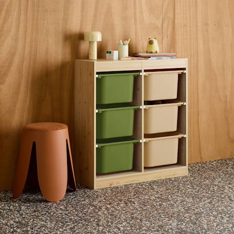Meuble de rangement enfant 6 bacs de rangement en plastique colorés - sora Moutarde+Vert olive 9 - vertbaudet enfant 