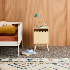 Chambre et rangement-Table de chevet enfant décor bois 1 porte, pieds bois de pin - 34 x 23,5 x 52 cm  - azur