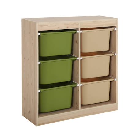 Meuble de rangement enfant 6 bacs de rangement en plastique colorés - sora Moutarde+Vert olive 8 - vertbaudet enfant 