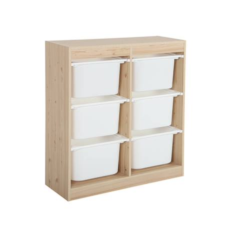 Meuble de rangement enfant 6 bacs de rangement en plastique Blanc+Naturel 8 - vertbaudet enfant 