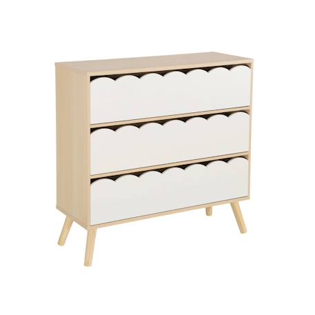 Commode enfant décor bois 3 tiroirs, pieds bois de pin - 80 x 30 x 79 cm - azur Blanc+Naturel+Rose+Vert 2 - vertbaudet enfant 