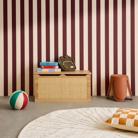 Coffre à jouets décor bois cannage, couvercle, poignées latérales pour chambre enfant Naturel 3 - vertbaudet enfant 