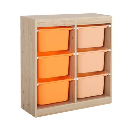 Sora - children's storage unit with 6 storage bins Moutarde+Orange+Vert olive 8 - vertbaudet enfant 