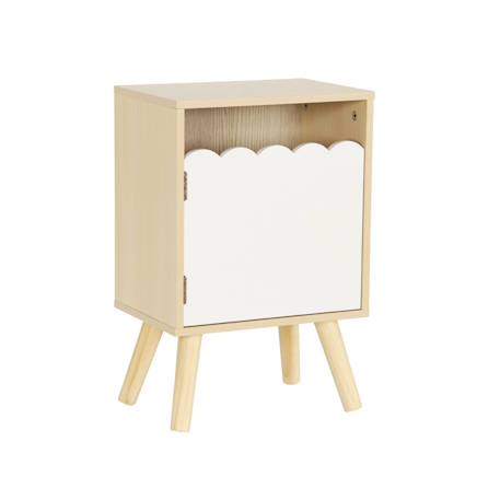Table de chevet enfant décor bois 1 porte, pieds bois de pin - 34 x 23,5 x 52 cm  - azur Blanc+Naturel+Rose+Vert 2 - vertbaudet enfant 