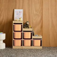 Chambre et rangement-Meuble de rangement enfant escalier 6 bacs de rangement décor bois naturel - sora