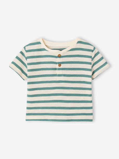 T-shirt bébé coton bio bleu+vert émeraude 4 - vertbaudet enfant 