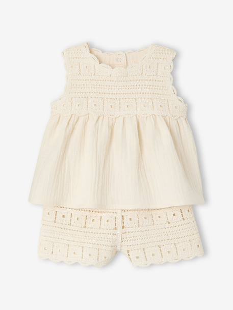 Bébé-Ensemble-Ensemble top short bébé fille crochet