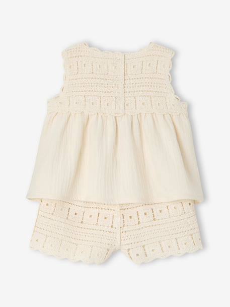 Ensemble top short bébé fille crochet écru 4 - vertbaudet enfant 