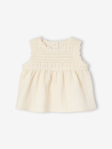 Ensemble top short bébé fille crochet écru 2 - vertbaudet enfant 