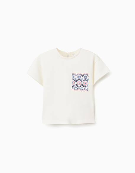 Bébé-T-shirt, sous-pull-T-shirt en coton avec poche brodée