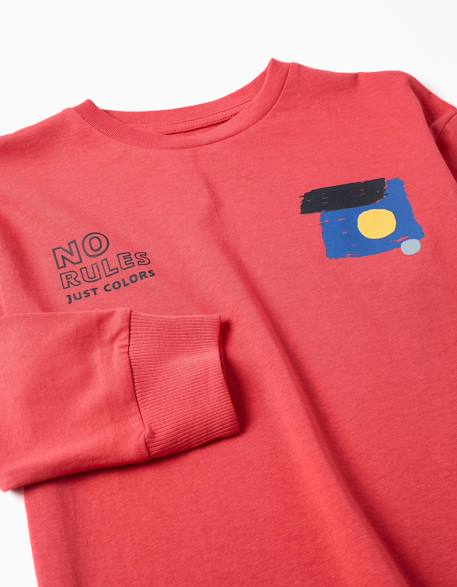 T-shirt à manches longues et imprimé no rules Rouge 3 - vertbaudet enfant 