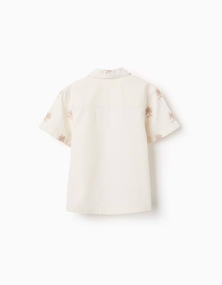Chemise en coton avec palmiers brodés Blanc 3 - vertbaudet enfant 