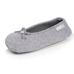-Chaussons ballerines jersey, semelle gomme antidérapante