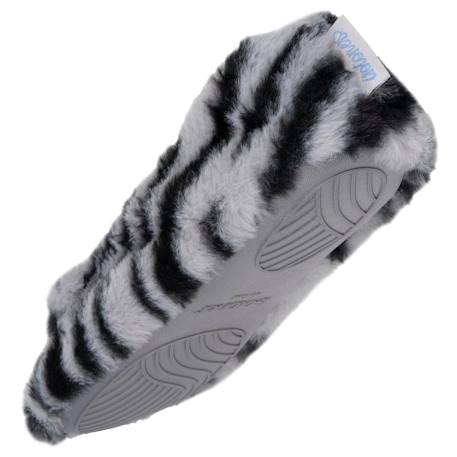 Chaussons ballerines imitation fourrure, semelle gomme antidérapante Gris foncé tigré 5 - vertbaudet enfant 