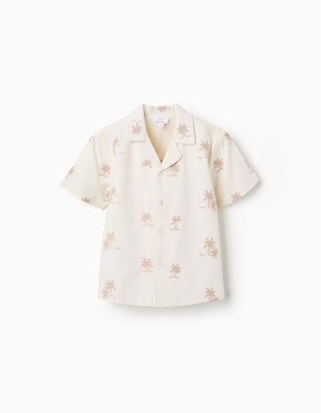 Chemise en coton avec palmiers brodés Blanc 2 - vertbaudet enfant 