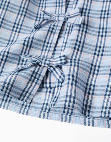 Blouse en coton à carreaux avec nœuds décoratifs b&s Bleu foncé 4 - vertbaudet enfant 
