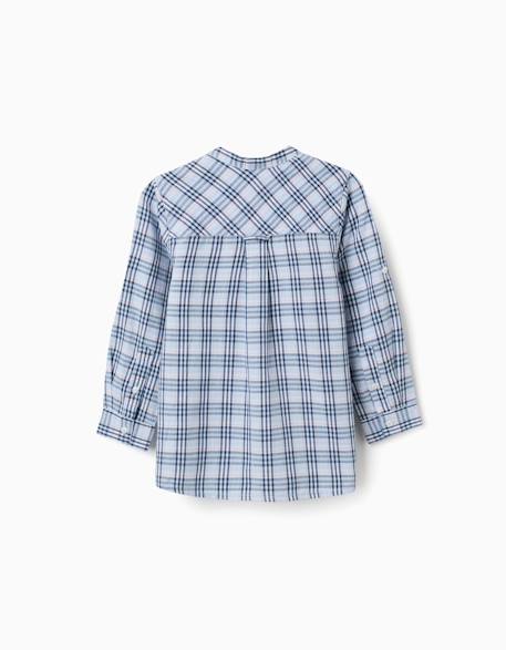 Chemise en coton à carreaux et manches retroussables b&s Bleu foncé 3 - vertbaudet enfant 