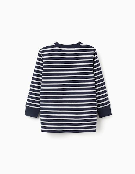 T-shirt en coton à manches longues et rayures Bleu foncé+Vert foncé 2 - vertbaudet enfant 