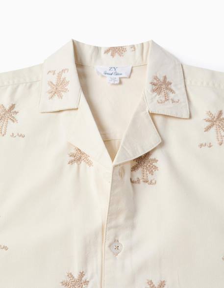 Chemise en coton avec palmiers brodés Blanc 4 - vertbaudet enfant 