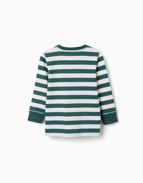 T-shirt en coton à manches longues et rayures Bleu foncé+Vert foncé 5 - vertbaudet enfant 