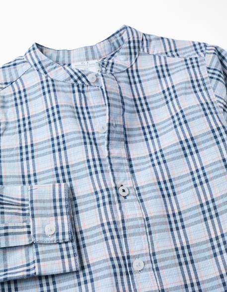 Chemise en coton à carreaux et manches retroussables b&s Bleu foncé 4 - vertbaudet enfant 