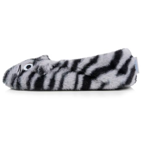 Chaussons ballerines imitation fourrure, semelle gomme antidérapante Gris foncé tigré 4 - vertbaudet enfant 