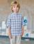 Chemise en coton à carreaux et manches retroussables b&s Bleu foncé 1 - vertbaudet enfant 