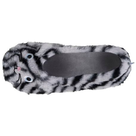 Chaussons ballerines imitation fourrure, semelle gomme antidérapante Gris foncé tigré 3 - vertbaudet enfant 