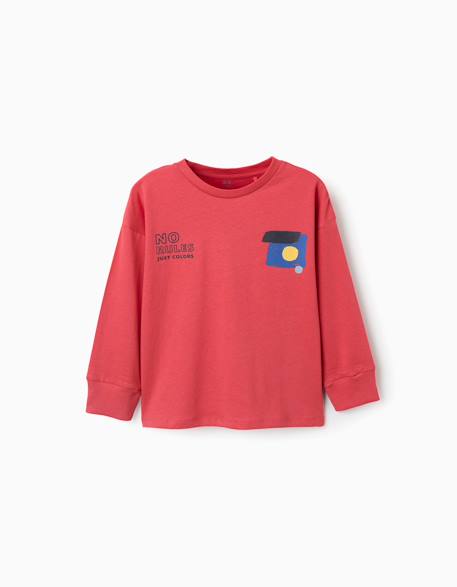 T-shirt à manches longues et imprimé no rules Rouge 1 - vertbaudet enfant 