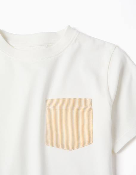 T-shirt en coton avec poche poitrine Blanc 3 - vertbaudet enfant 