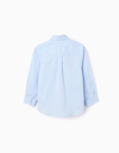 Chemise en coton dobby à manches longues Bleu clair 2 - vertbaudet enfant 