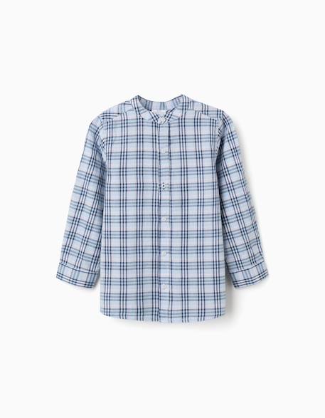Chemise en coton à carreaux et manches retroussables b&s Bleu foncé 2 - vertbaudet enfant 
