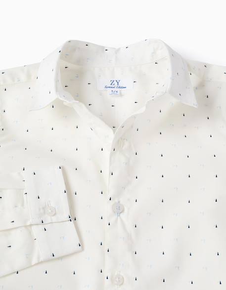 Chemise en popeline à manches longues et motif Blanc 3 - vertbaudet enfant 