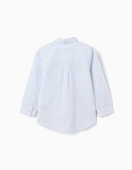 Chemise en lin et coton à motif de cercles Bleu clair 2 - vertbaudet enfant 