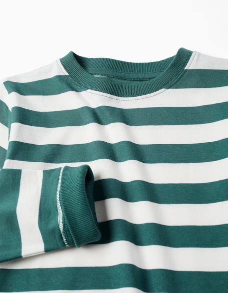 T-shirt en coton à manches longues et rayures Bleu foncé+Vert foncé 6 - vertbaudet enfant 