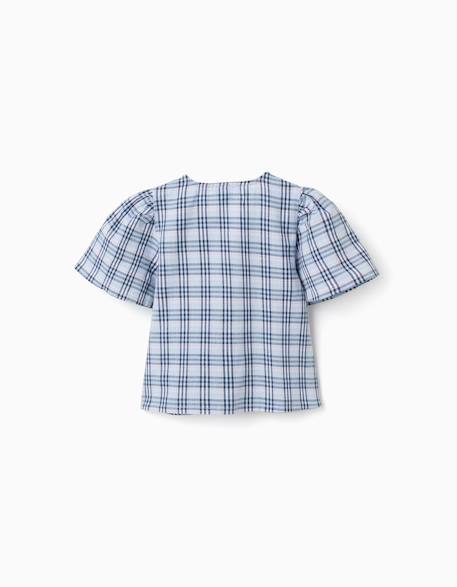 Blouse en coton à carreaux avec nœuds décoratifs b&s Bleu foncé 3 - vertbaudet enfant 