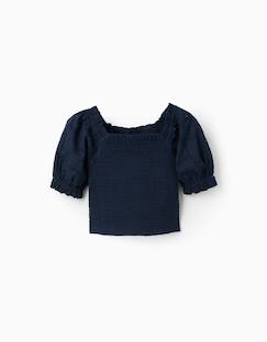Blouse en coton avec élastique smocké et volants  - vertbaudet enfant