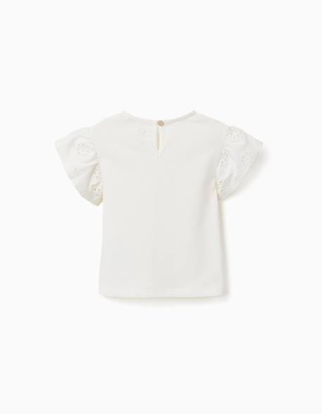 T-shirt en coton avec manches en broderie anglaise Beige clair 2 - vertbaudet enfant 