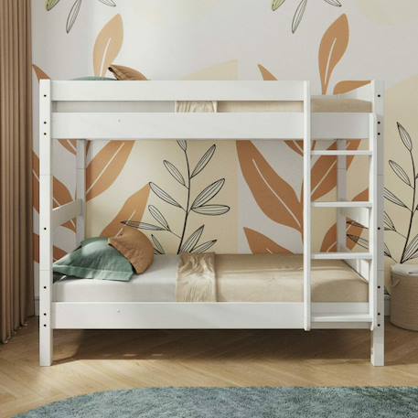 Pack lit superposé séparable avec 2 matelas bois massif aaron Blanc+Bois naturel 3 - vertbaudet enfant 