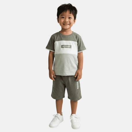 Ensemble garçon composé d un t shirt manches courtes et d un short Beige+Kaki+Marine+Noir 7 - vertbaudet enfant 