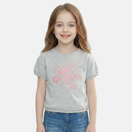 T shirt fille manches courtes Beige+Fushia+Gris+Rose 10 - vertbaudet enfant 