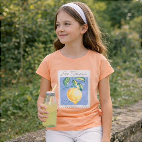 T shirt fille manches courtes Blanc+Marine+Orange+Rose 10 - vertbaudet enfant 