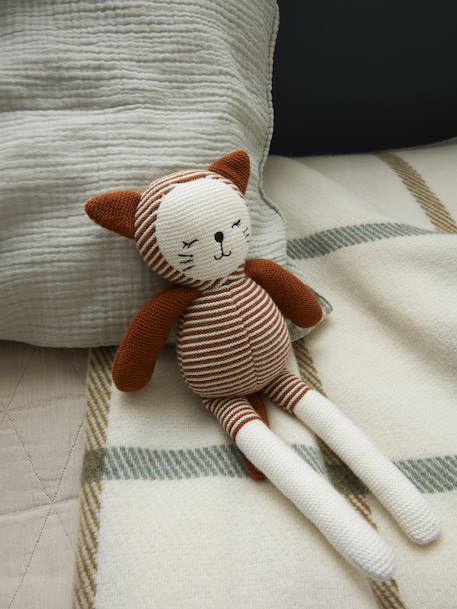 Doudou chat en crochet Marron 1 - vertbaudet enfant 