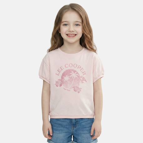 T shirt fille manches courtes Beige+Fushia+Gris+Rose 14 - vertbaudet enfant 