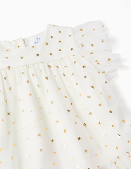 Robe sans manches en tulle à volants et étoiles Blanc 3 - vertbaudet enfant 