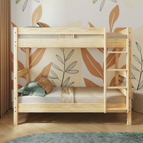 Pack lit superposé séparable avec 2 matelas bois massif aaron Blanc+Bois naturel 9 - vertbaudet enfant 