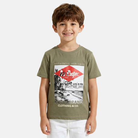 T shirt garçon manches courtes imprimé Bleu+Gris+Kaki+Kaki foncé+Rouge 10 - vertbaudet enfant 