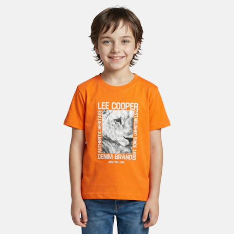 T shirt garçon manches courtes imprimé Jaune+Kaki+Marine+Noir+Orange 18 - vertbaudet enfant 