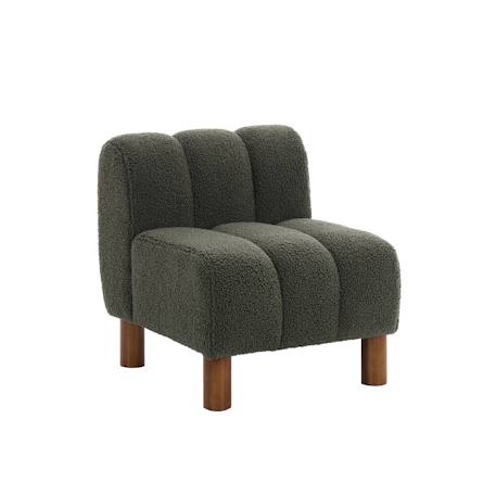 Fauteuil enfant pieds arrondis bois d'hévéa et bouclette l 47 x p 56,5 x h 52,5cm - angel Blanc+Kaki 8 - vertbaudet enfant 