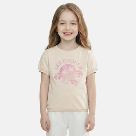 T shirt fille manches courtes Beige+Fushia+Gris+Rose 1 - vertbaudet enfant 